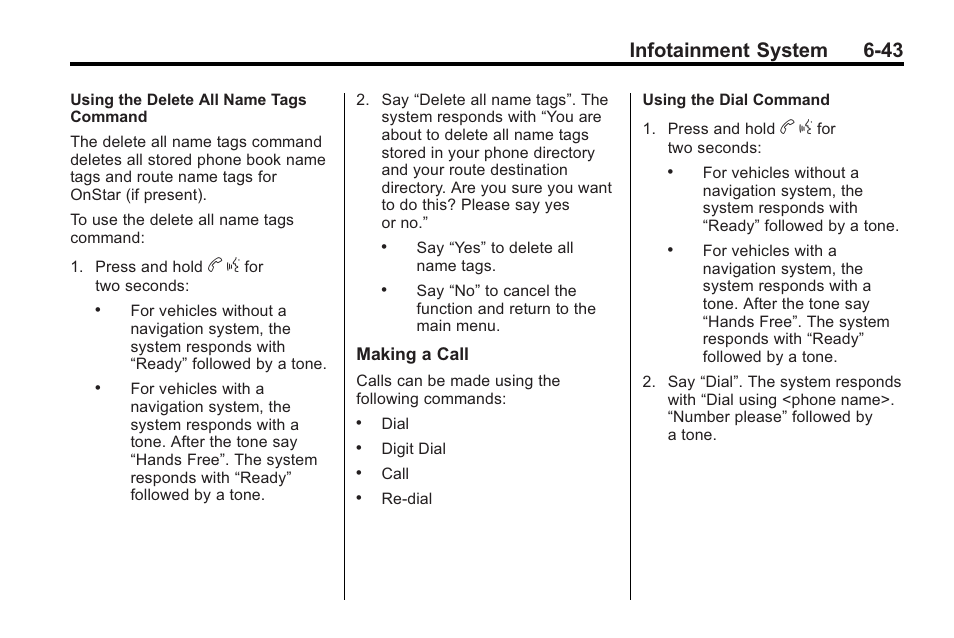 Infotainment system 6-43 | Cadillac 2010 Cadillac CTS/CTS-V User Manual | Page 227 / 464