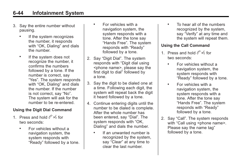 44 infotainment system | Cadillac 2010 Cadillac CTS/CTS-V User Manual | Page 228 / 464