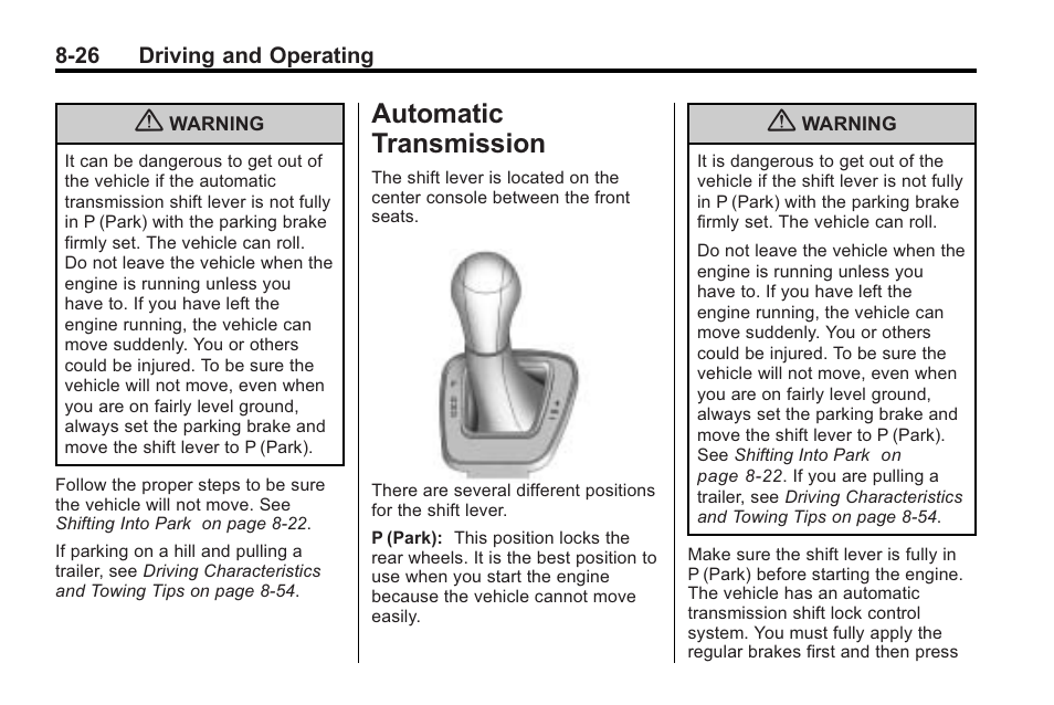 Automatic transmission, Automatic transmission -26, Automatic | Cadillac 2010 Cadillac CTS/CTS-V User Manual | Page 266 / 464