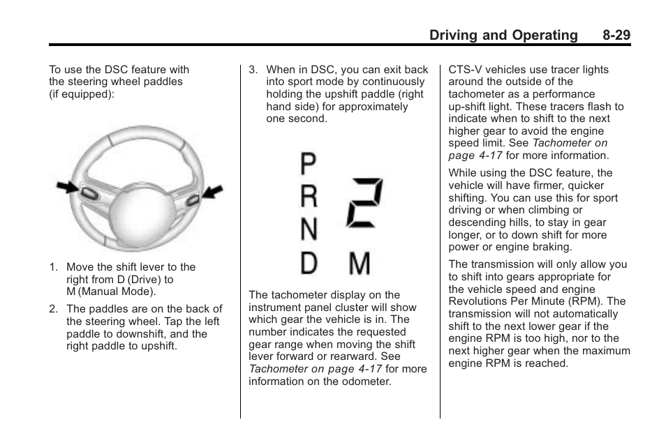 Driving and operating 8-29 | Cadillac 2010 Cadillac CTS/CTS-V User Manual | Page 269 / 464