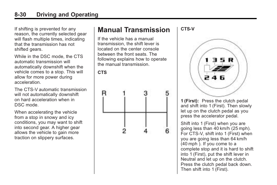 Manual transmission, Manual transmission -30 | Cadillac 2010 Cadillac CTS/CTS-V User Manual | Page 270 / 464