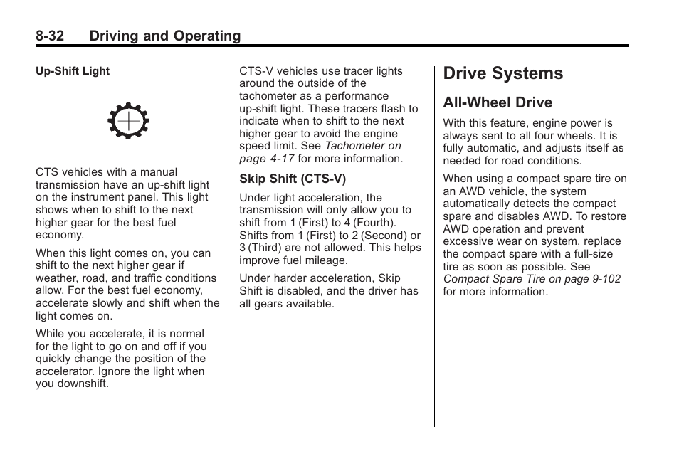 Drive systems, All-wheel drive, Drive systems -32 | All-wheel drive -32 | Cadillac 2010 Cadillac CTS/CTS-V User Manual | Page 272 / 464