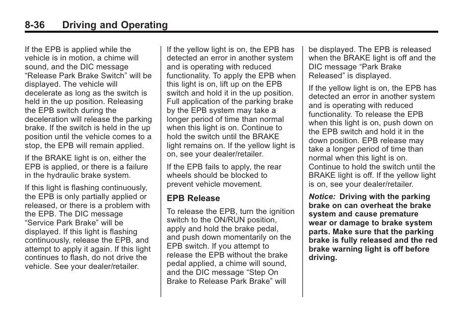 36 driving and operating | Cadillac 2010 Cadillac CTS/CTS-V User Manual | Page 276 / 464