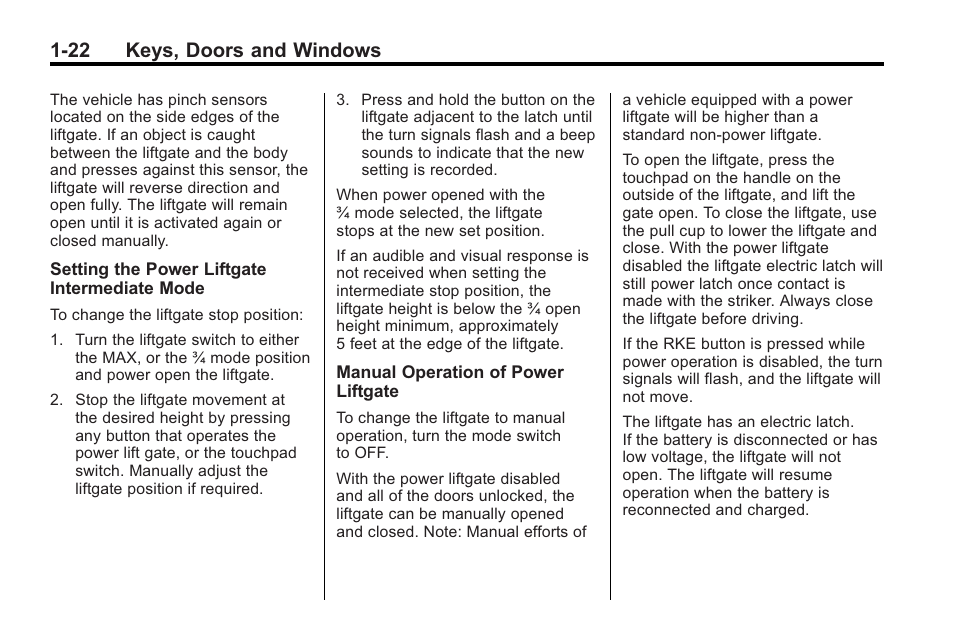 22 keys, doors and windows | Cadillac 2010 Cadillac CTS/CTS-V User Manual | Page 28 / 464