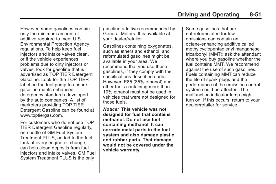 Driving and operating 8-51 | Cadillac 2010 Cadillac CTS/CTS-V User Manual | Page 291 / 464