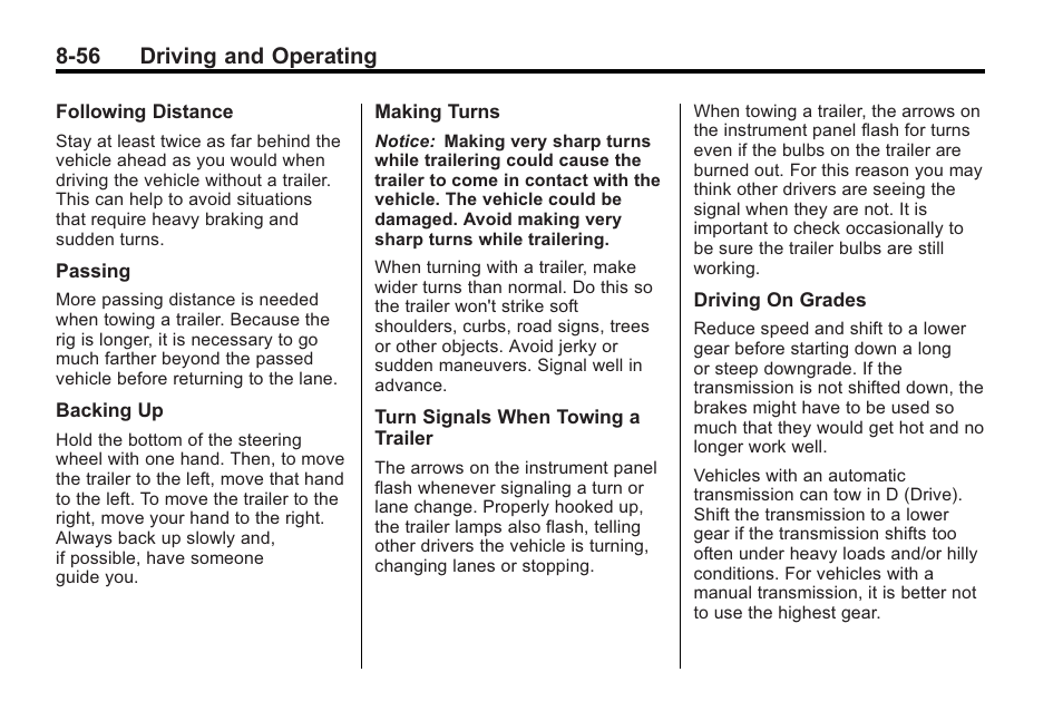 56 driving and operating | Cadillac 2010 Cadillac CTS/CTS-V User Manual | Page 296 / 464
