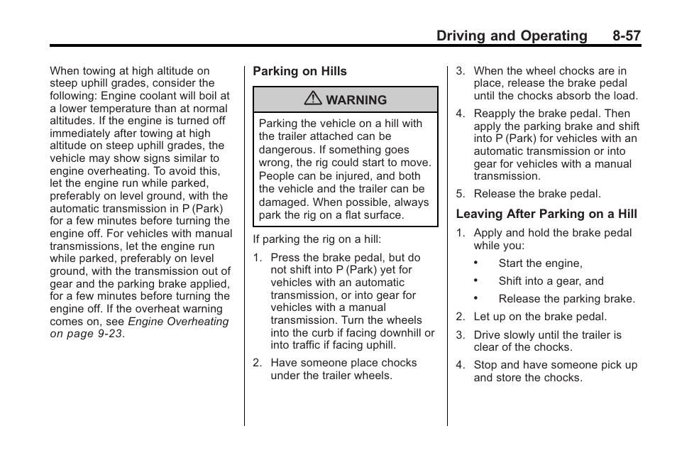 Driving and operating 8-57 | Cadillac 2010 Cadillac CTS/CTS-V User Manual | Page 297 / 464