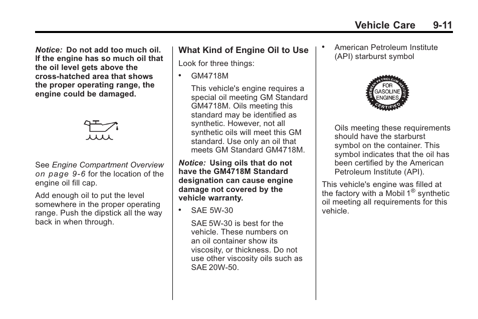 Vehicle care 9-11 | Cadillac 2010 Cadillac CTS/CTS-V User Manual | Page 311 / 464