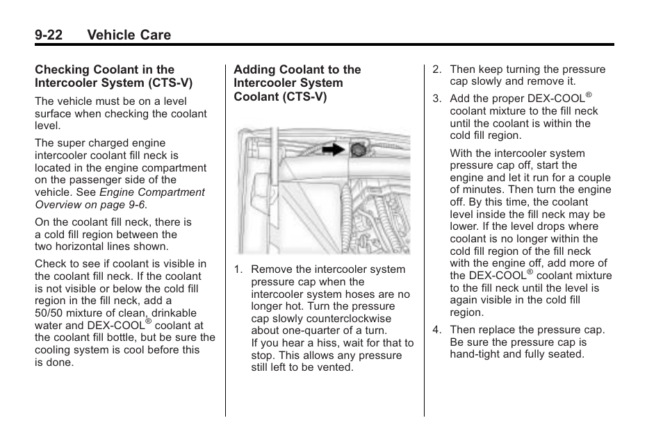 22 vehicle care | Cadillac 2010 Cadillac CTS/CTS-V User Manual | Page 322 / 464