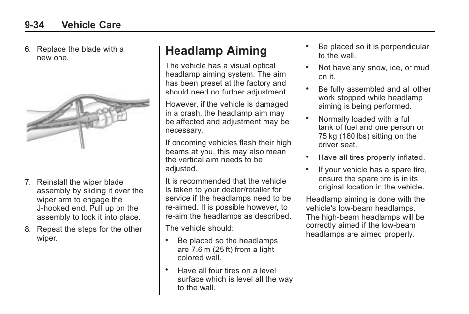 Headlamp aiming, Headlamp aiming -34, 34 vehicle care | Cadillac 2010 Cadillac CTS/CTS-V User Manual | Page 334 / 464
