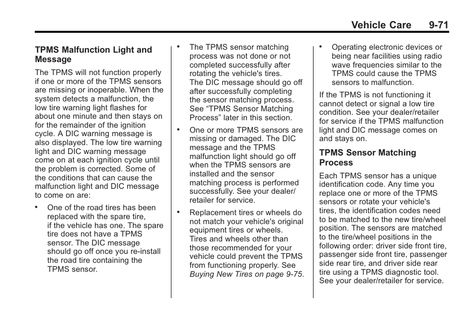 Vehicle care 9-71 | Cadillac 2010 Cadillac CTS/CTS-V User Manual | Page 371 / 464