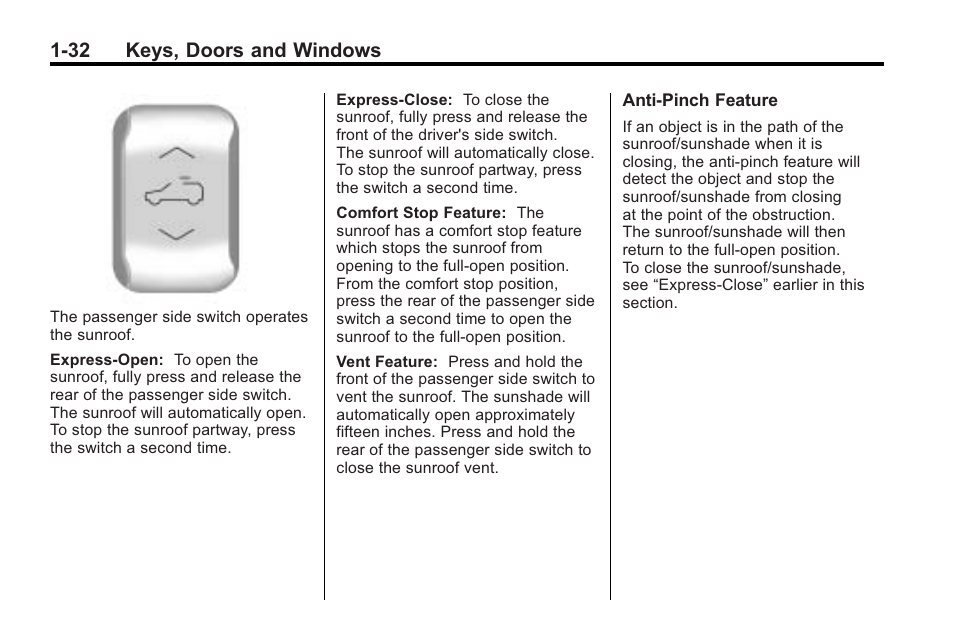 32 keys, doors and windows | Cadillac 2010 Cadillac CTS/CTS-V User Manual | Page 38 / 464