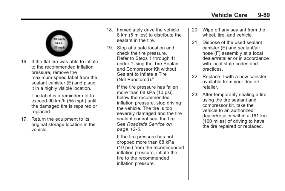 Vehicle care 9-89 | Cadillac 2010 Cadillac CTS/CTS-V User Manual | Page 389 / 464