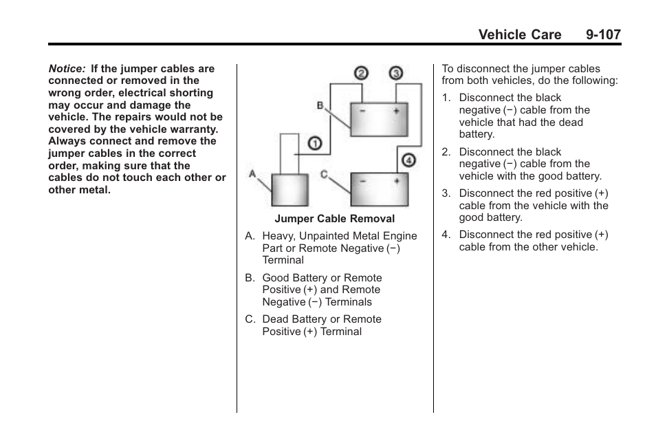 Vehicle care 9-107 | Cadillac 2010 Cadillac CTS/CTS-V User Manual | Page 407 / 464