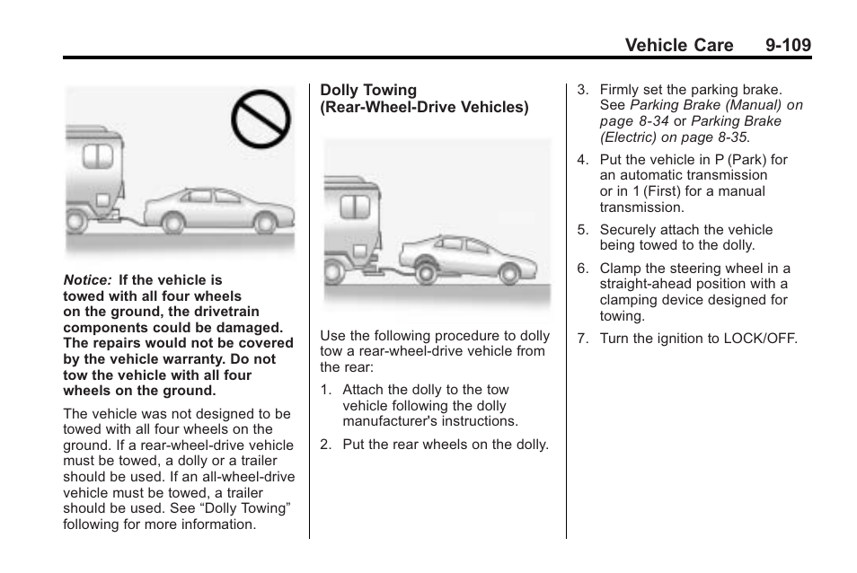 Vehicle care 9-109 | Cadillac 2010 Cadillac CTS/CTS-V User Manual | Page 409 / 464