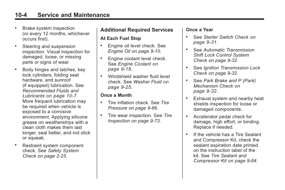 4 service and maintenance, Additional required services | Cadillac 2010 Cadillac CTS/CTS-V User Manual | Page 422 / 464