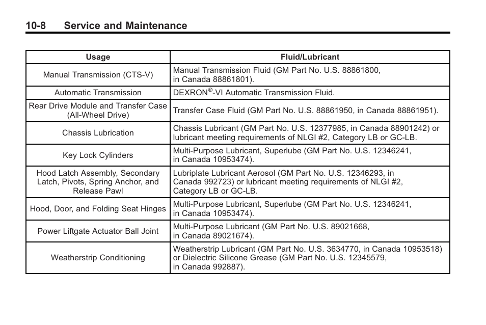 8 service and maintenance | Cadillac 2010 Cadillac CTS/CTS-V User Manual | Page 426 / 464