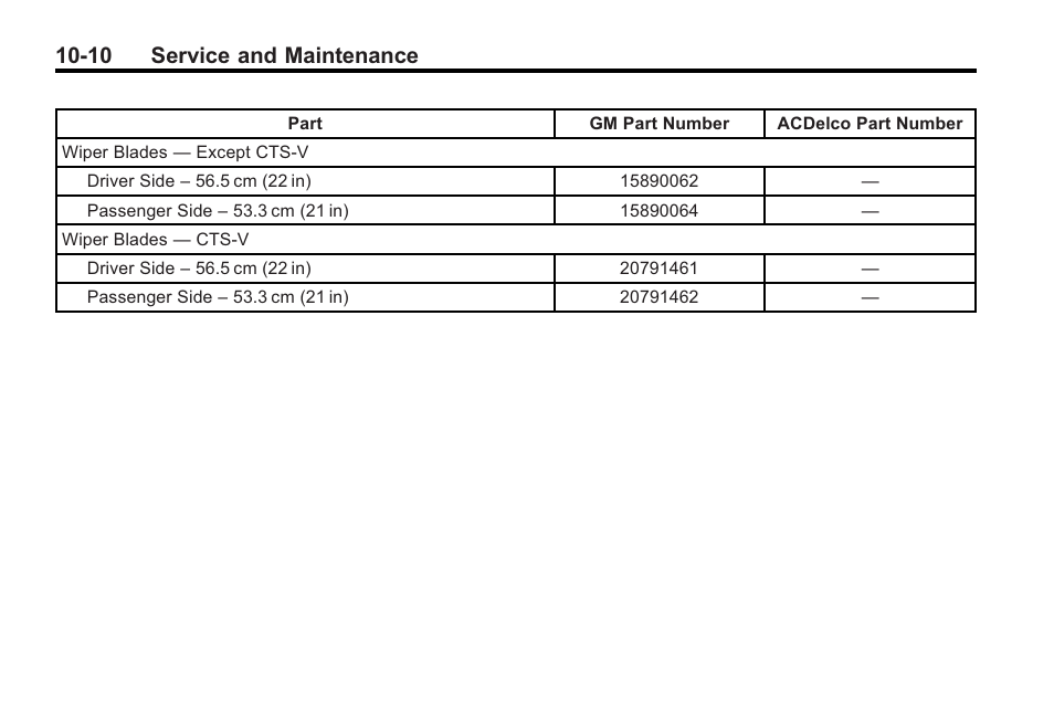 10 service and maintenance | Cadillac 2010 Cadillac CTS/CTS-V User Manual | Page 428 / 464