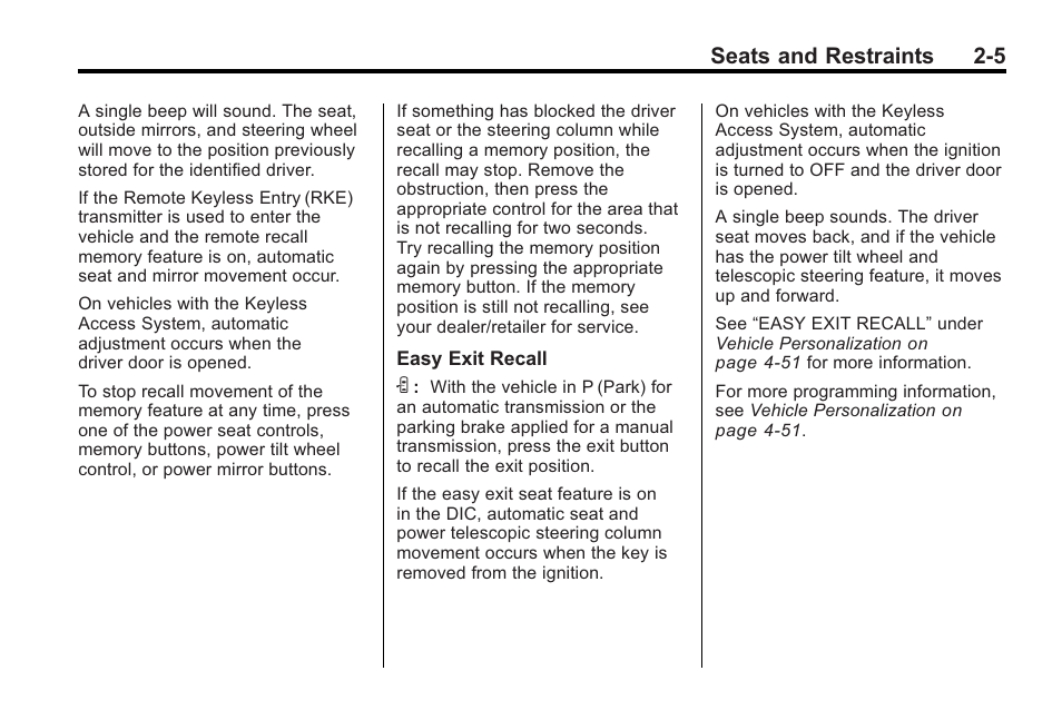 Seats and restraints 2-5 | Cadillac 2010 Cadillac CTS/CTS-V User Manual | Page 43 / 464
