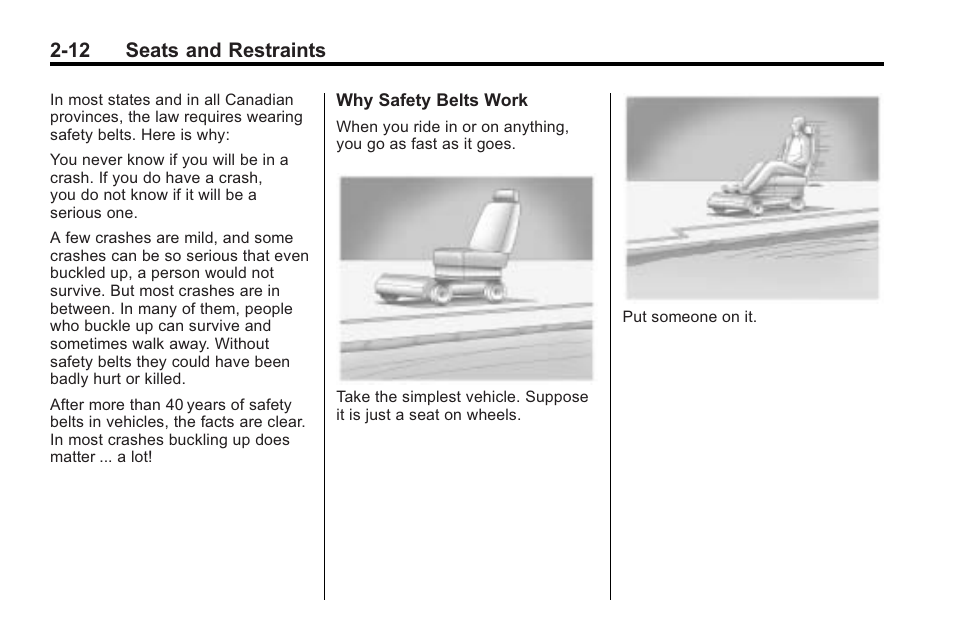 12 seats and restraints | Cadillac 2010 Cadillac CTS/CTS-V User Manual | Page 50 / 464