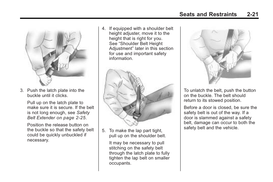 Seats and restraints 2-21 | Cadillac 2010 Cadillac CTS/CTS-V User Manual | Page 59 / 464