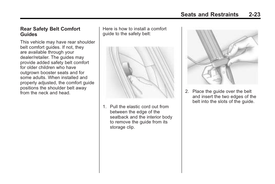 Seats and restraints 2-23 | Cadillac 2010 Cadillac CTS/CTS-V User Manual | Page 61 / 464