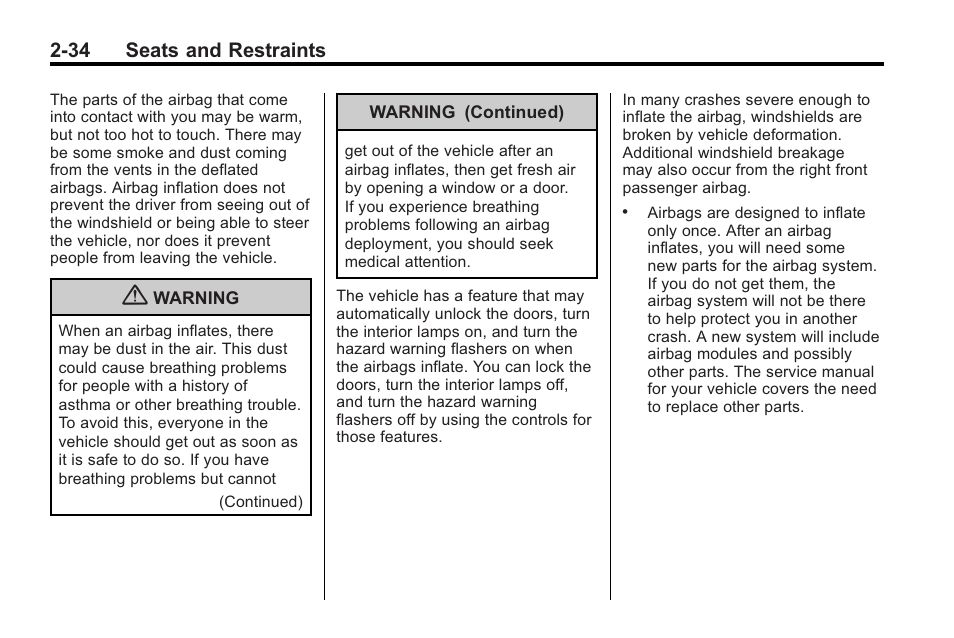 Cadillac 2010 Cadillac CTS/CTS-V User Manual | Page 72 / 464
