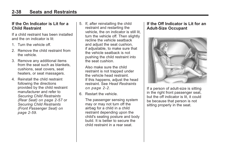 38 seats and restraints | Cadillac 2010 Cadillac CTS/CTS-V User Manual | Page 76 / 464