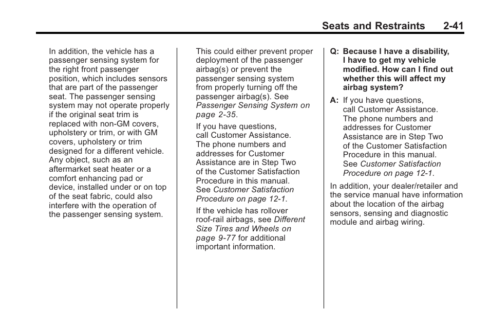 Seats and restraints 2-41 | Cadillac 2010 Cadillac CTS/CTS-V User Manual | Page 79 / 464