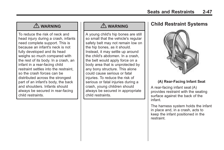 Child restraint systems, Child restraint systems -47 | Cadillac 2010 Cadillac CTS/CTS-V User Manual | Page 85 / 464