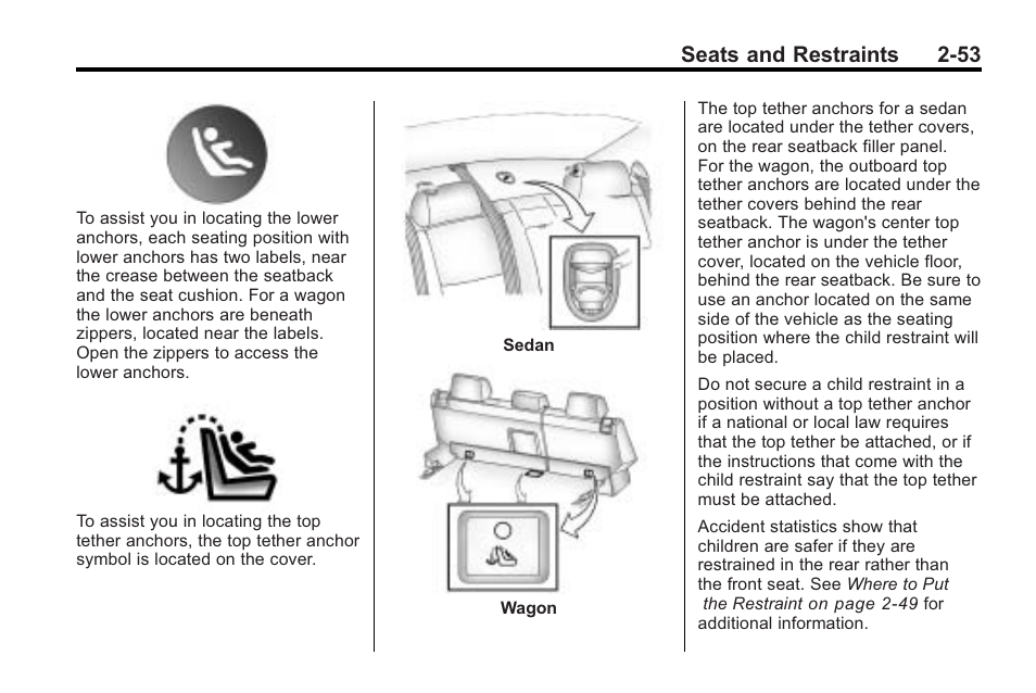 Seats and restraints 2-53 | Cadillac 2010 Cadillac CTS/CTS-V User Manual | Page 91 / 464