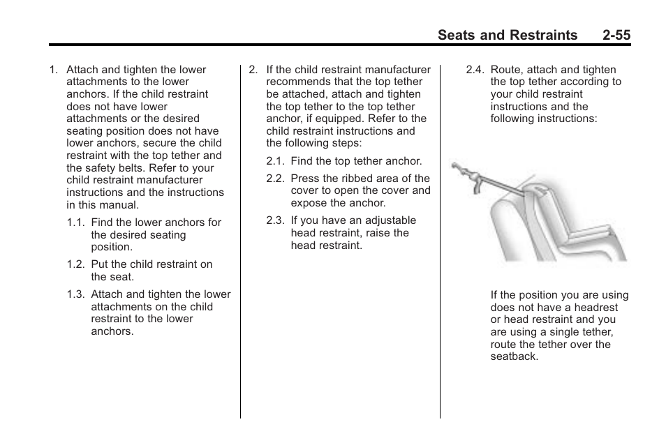 Seats and restraints 2-55 | Cadillac 2010 Cadillac CTS/CTS-V User Manual | Page 93 / 464