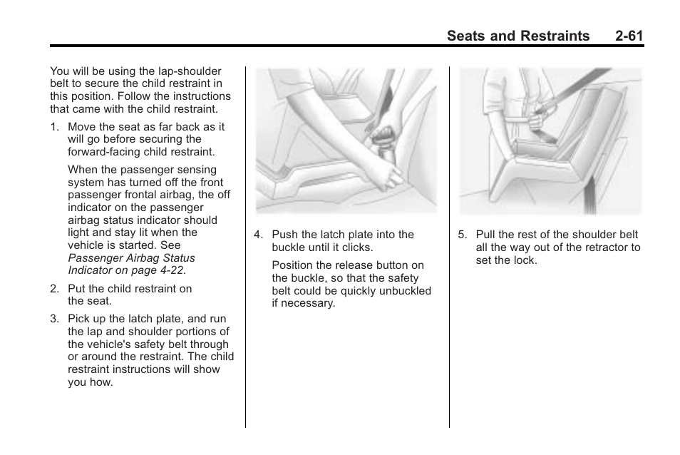 Seats and restraints 2-61 | Cadillac 2010 Cadillac CTS/CTS-V User Manual | Page 99 / 464
