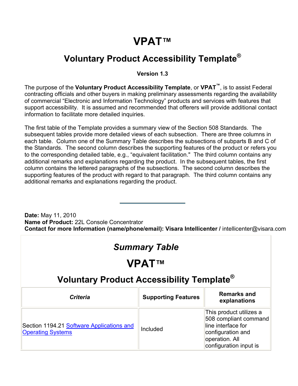 Visara 22L User Manual | 18 pages