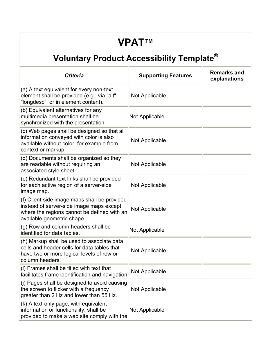 Vpat, Voluntary product accessibility template | Visara 22L User Manual | Page 6 / 18