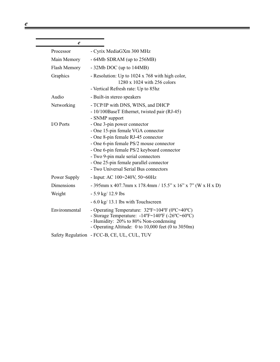Specifications - eterm 760, Eterm 760, Specifications - eterm 760 -8 | Visara eTerm 300 User Manual | Page 14 / 64