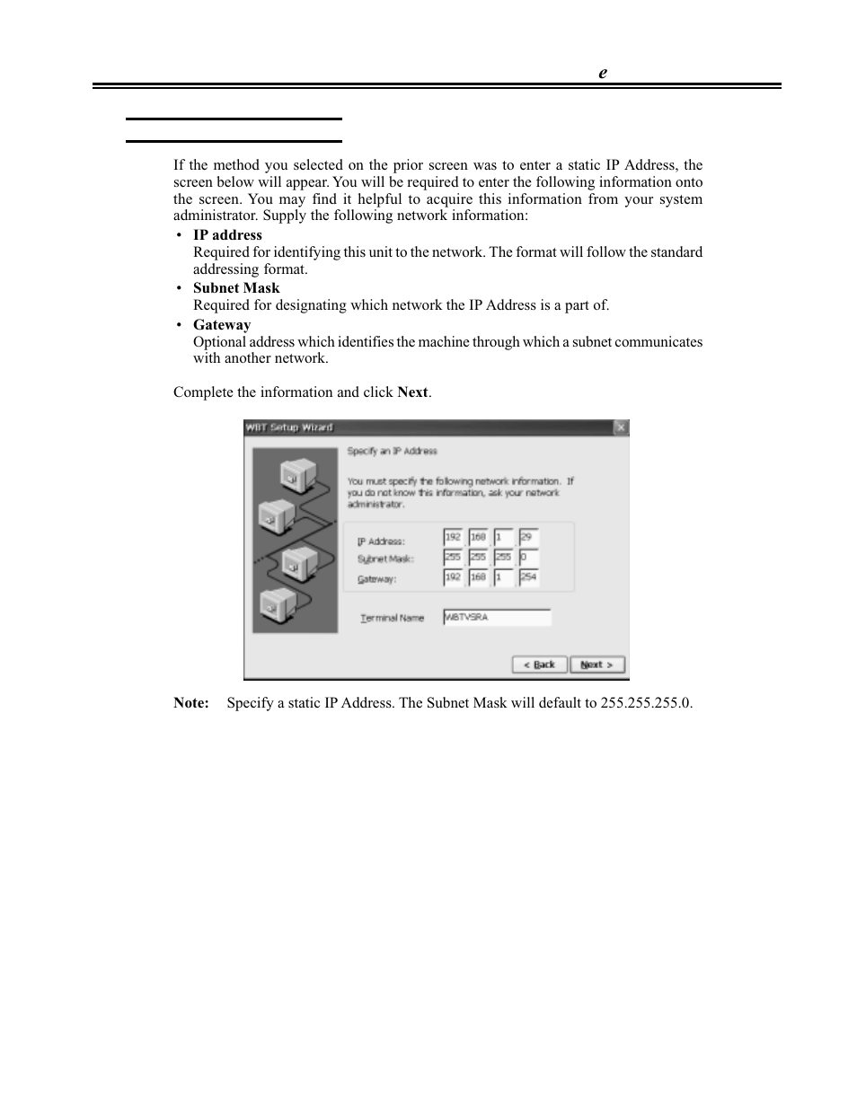 Specify a static ip address, Specify a static ip address -3 | Visara eTerm 300 User Manual | Page 17 / 64