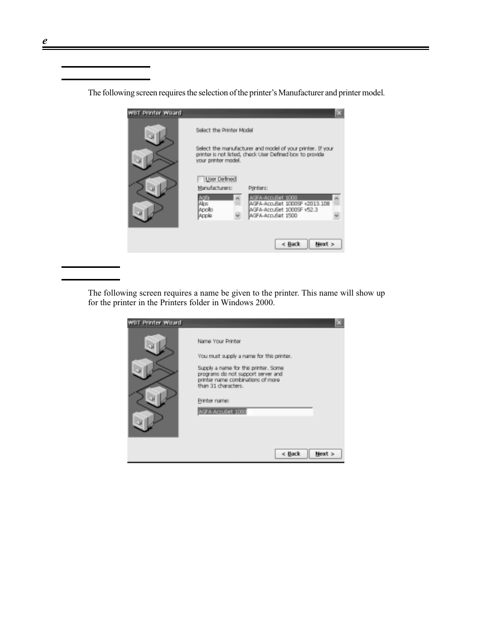 Printer model setup, Printer name, Printer model setup -8 printer name -8 | Visara eTerm 300 User Manual | Page 22 / 64