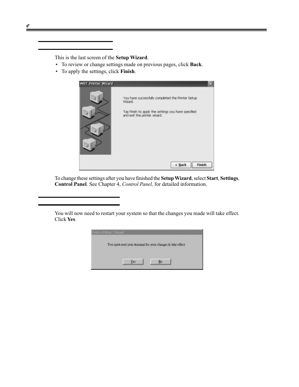 Finishing the setup wizard, Restarting after setup wizard | Visara eTerm 300 User Manual | Page 24 / 64