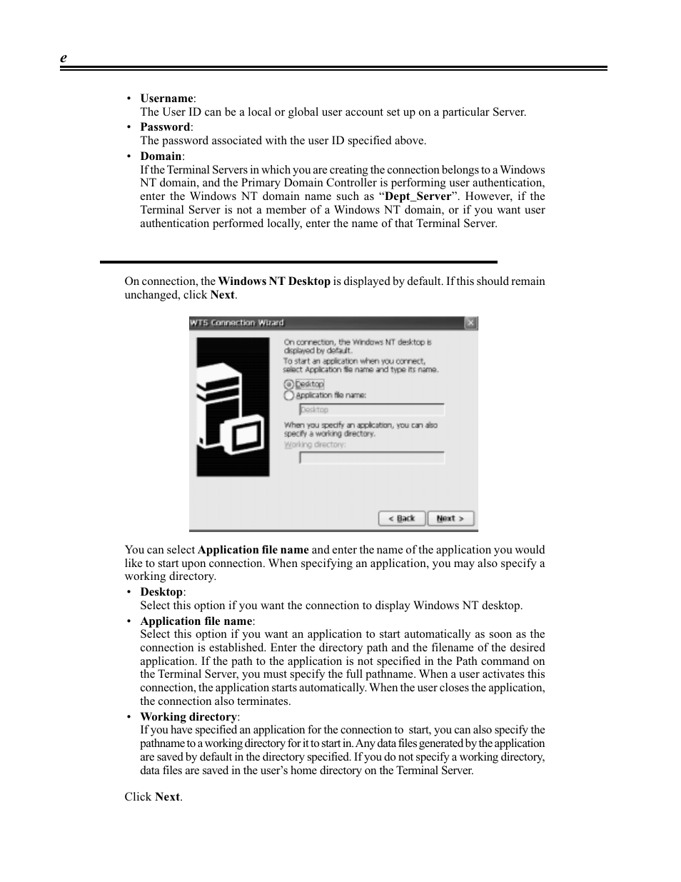 Selecting windows nt desktop or application to run | Visara eTerm 300 User Manual | Page 28 / 64