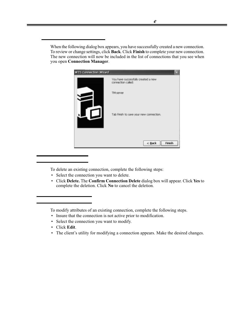 Deleting a connection, Modifying a connection, Deleting a connection -5 modifying a connection -5 | Visara eTerm 300 User Manual | Page 29 / 64