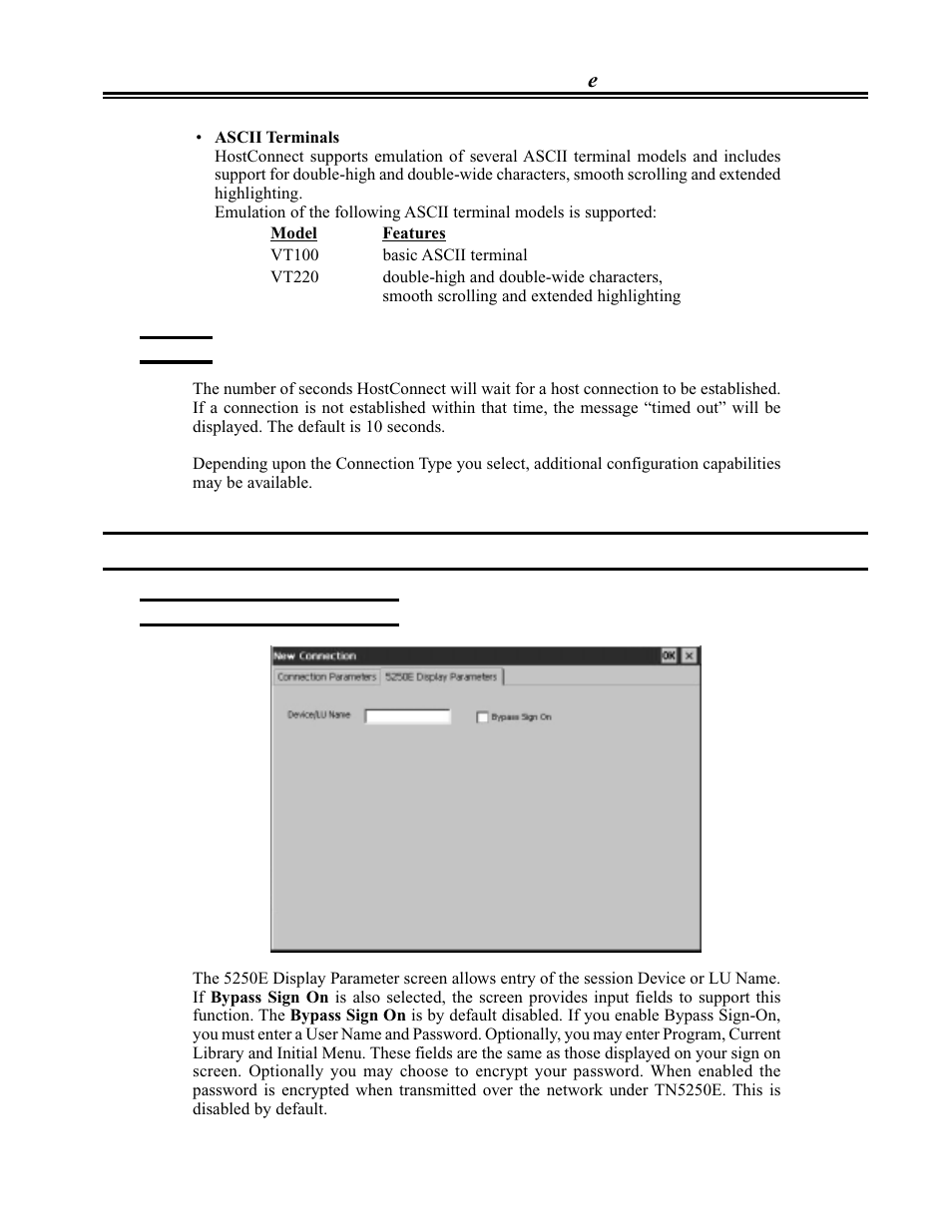 Timeout, Additional connection capabilities, Display parameters, tn5250e | Timeout -17, Additional connection capabilities -17, Display parameters, tn5250e -17 | Visara eTerm 300 User Manual | Page 41 / 64