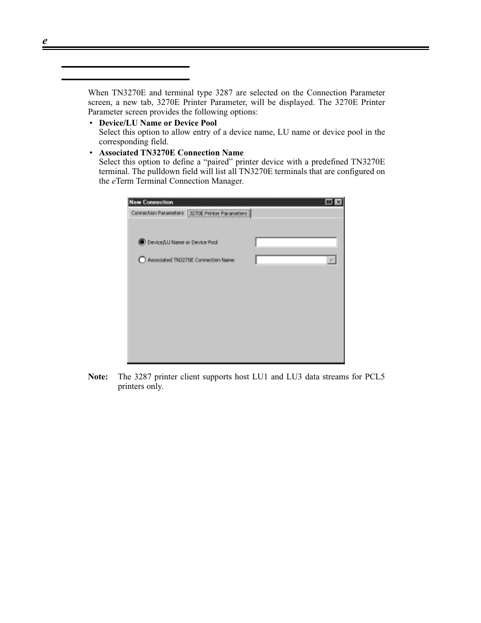 Printer parameters, tn3270e, Printer parameters, tn3270e -20 | Visara eTerm 300 User Manual | Page 44 / 64