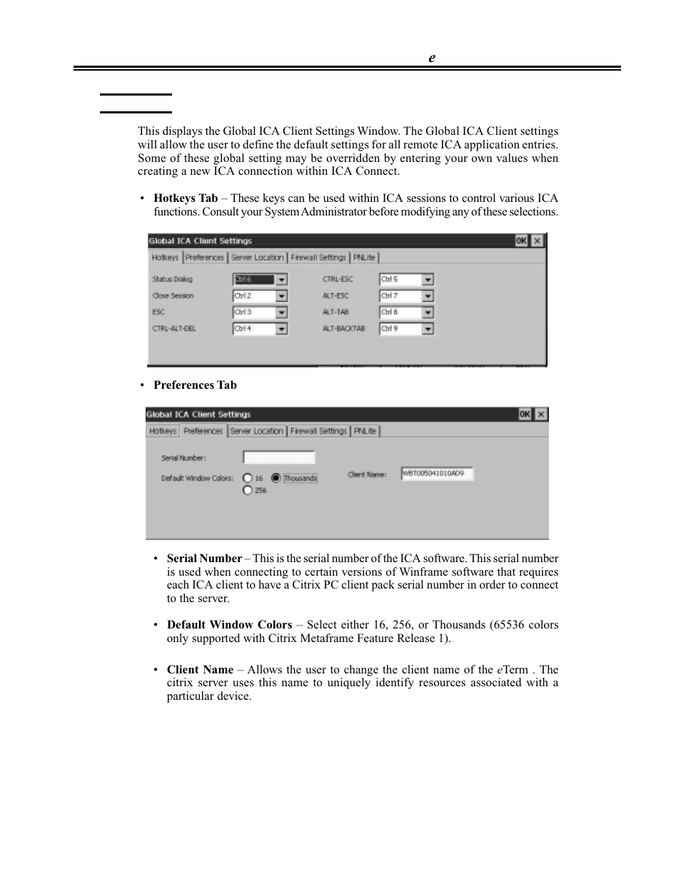 Ica setting, Ica setting -3 | Visara eTerm 300 User Manual | Page 47 / 64