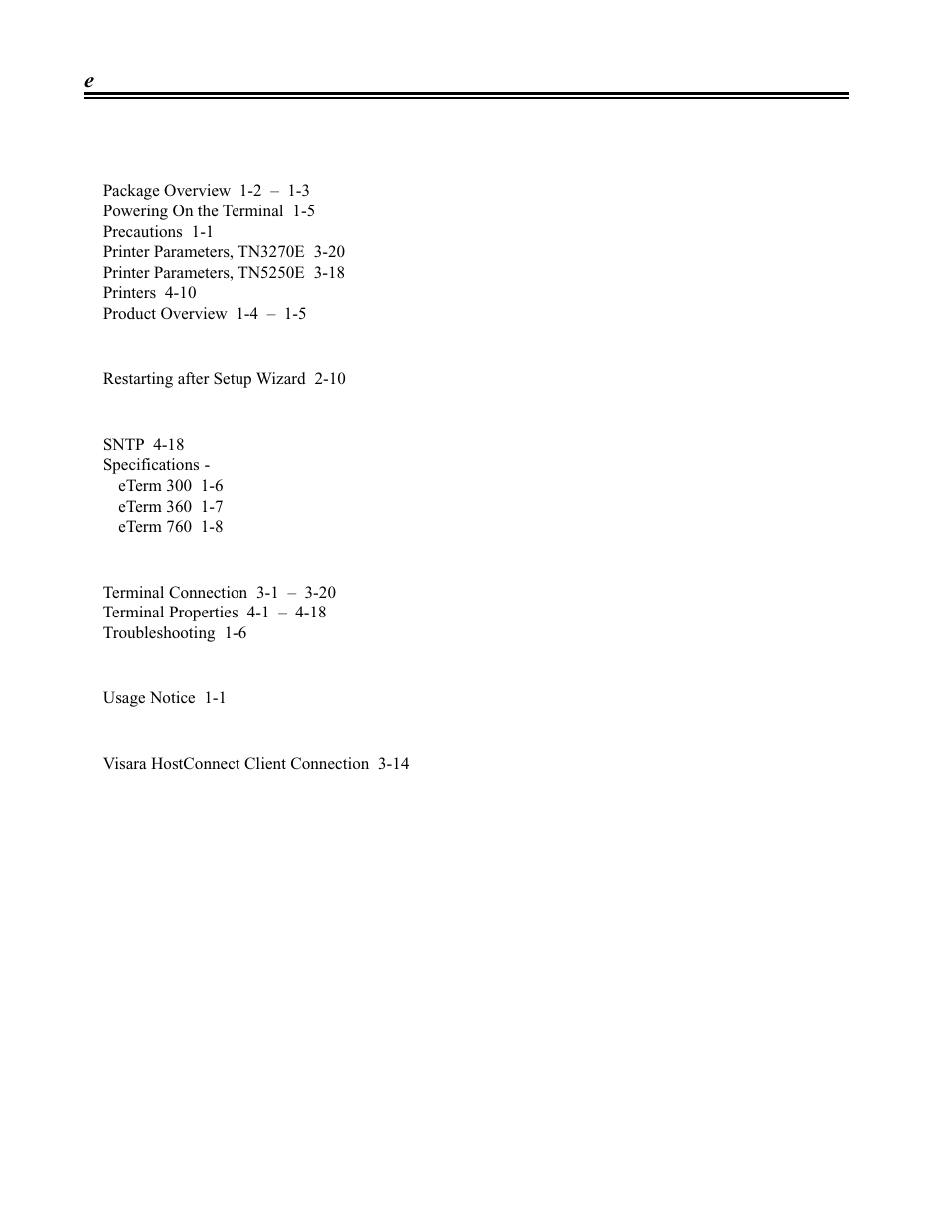 Specifications | Visara eTerm 300 User Manual | Page 64 / 64