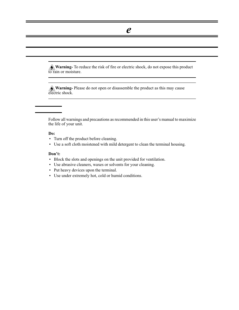 Chapter 1. eterm installation, Usage notice, Precautions | Installation, Chapter 1. eterm installation -1, Usage notice -1, Precautions -1, Chapter 1. e term installation | Visara eTerm 300 User Manual | Page 7 / 64