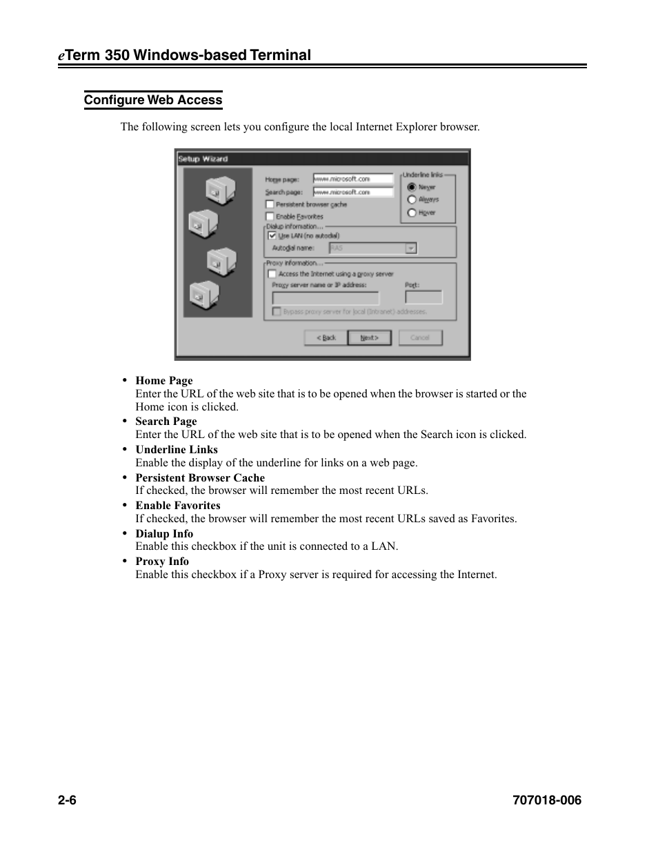 Configure web access, Configure web access -6 | Visara eTerm 350 User Manual | Page 18 / 70