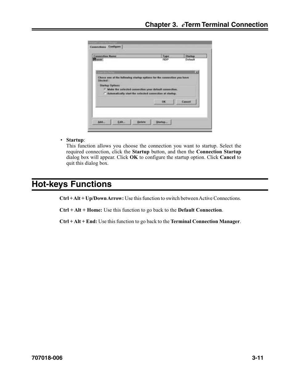 Hot-keys functions, Hot-keys functions -11 | Visara eTerm 350 User Manual | Page 33 / 70