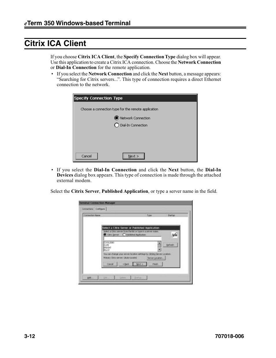 Citrix ica client, Citrix ica client -12 | Visara eTerm 350 User Manual | Page 34 / 70