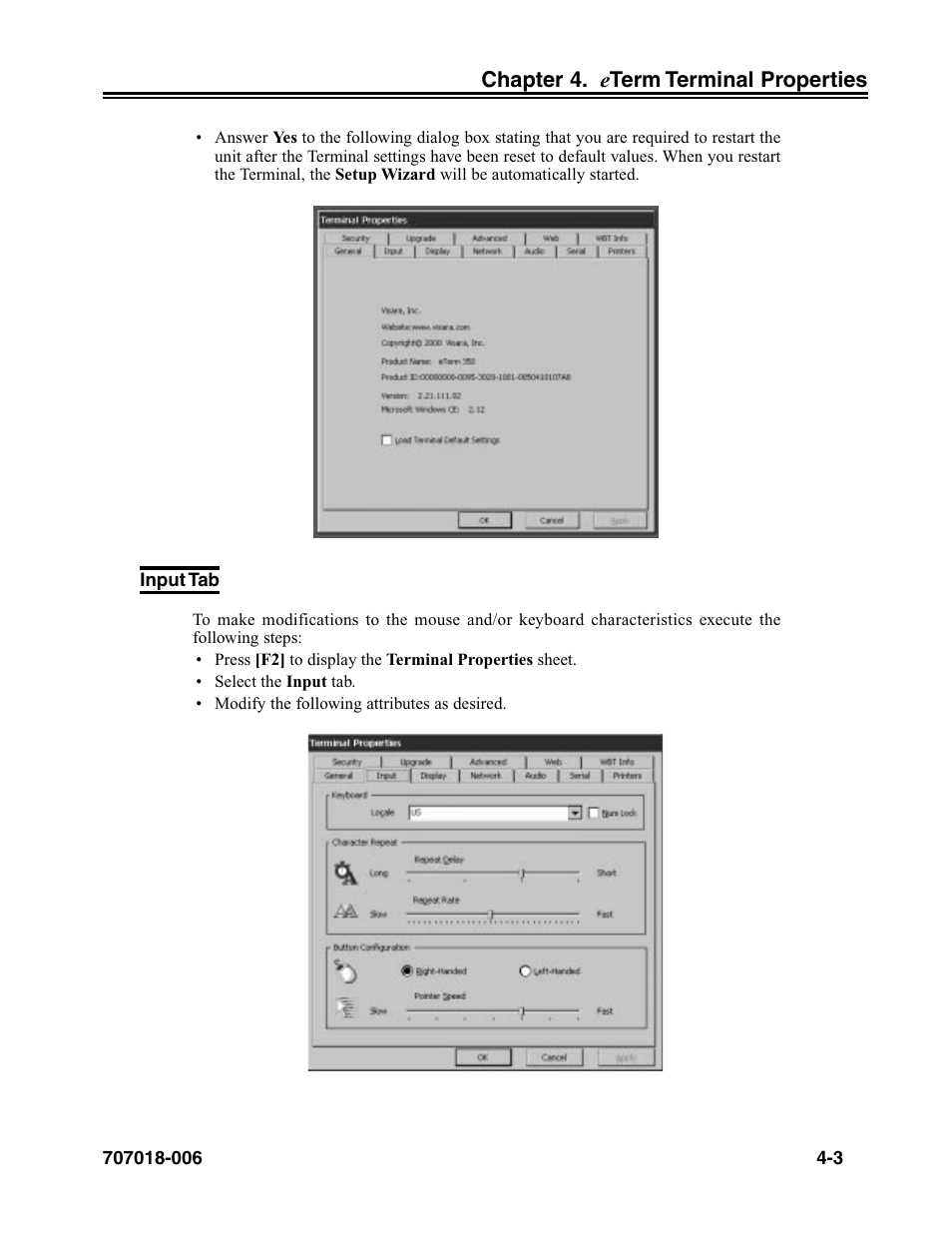 Input tab, Input tab -3 | Visara eTerm 350 User Manual | Page 45 / 70